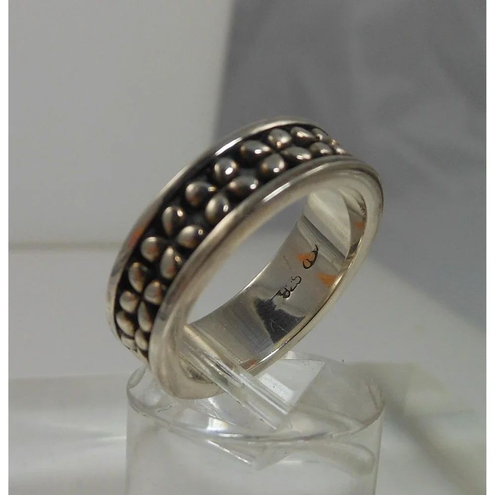 Vintage 1990's‎ Sterling Silver Band Ring Size 7.25 Black Oxidized 6mm Thailand
